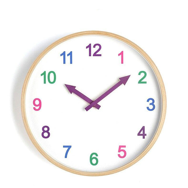 Orologio parete legno numeri colorati