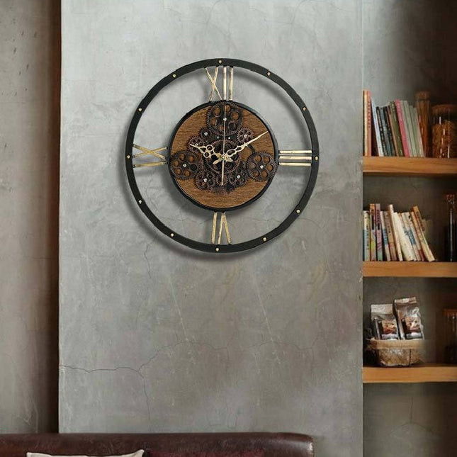 Orologio da parete con ingranaggi rotanti