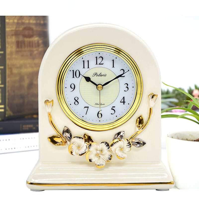 Orologio da tavolo classico bianco decori floreali