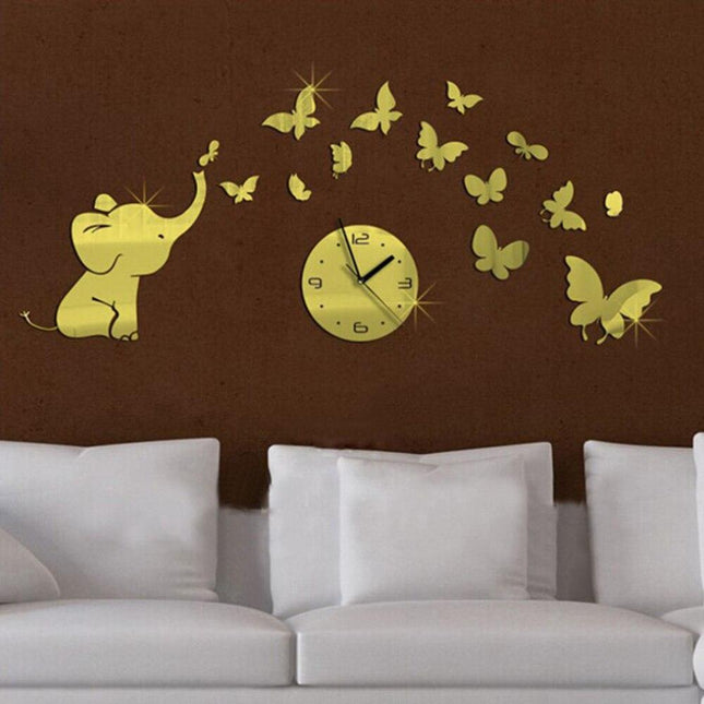 Orologio da parete adesivo elefante specchio
