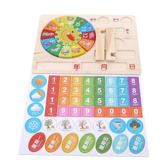 Gioco orologio calendario educativo in legno
