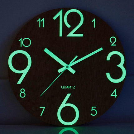 Orologio da parete legno numeri fluorescenti