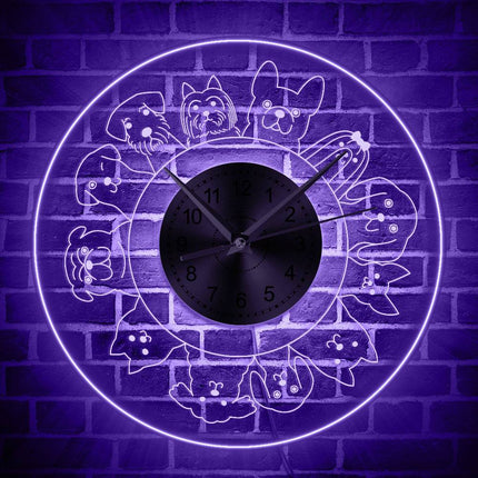 Orologio da parete a LED razze cani