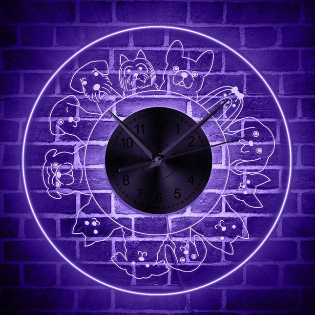 Orologio da parete a LED razze cani