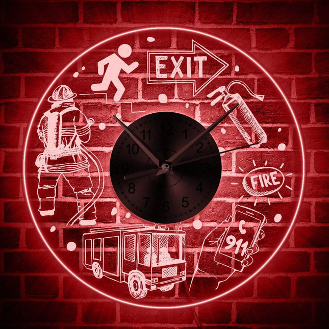 Orologio da parete a LED tema pompieri