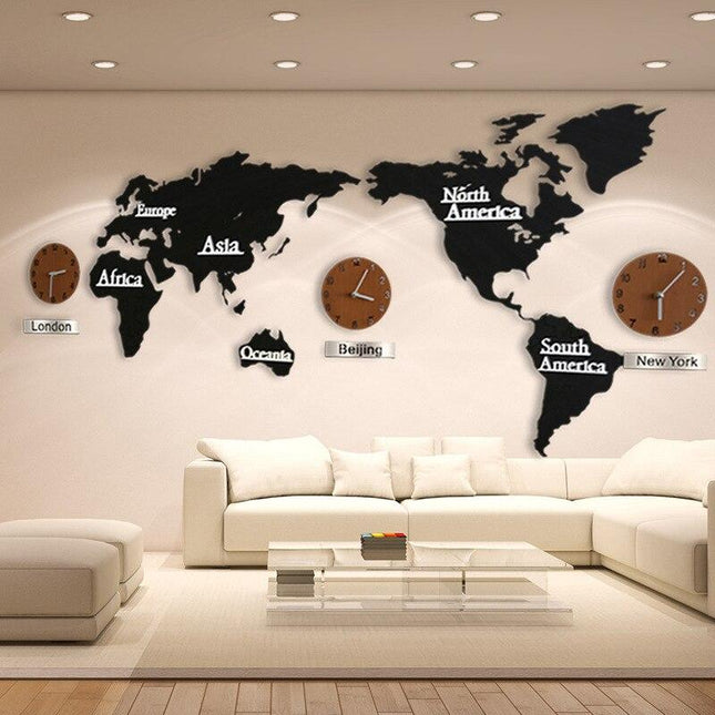 Orologio da parete mappamondo legno fusi