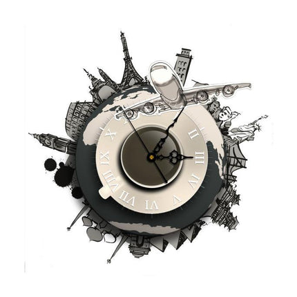 Orologio da parete design mappamondo monumenti