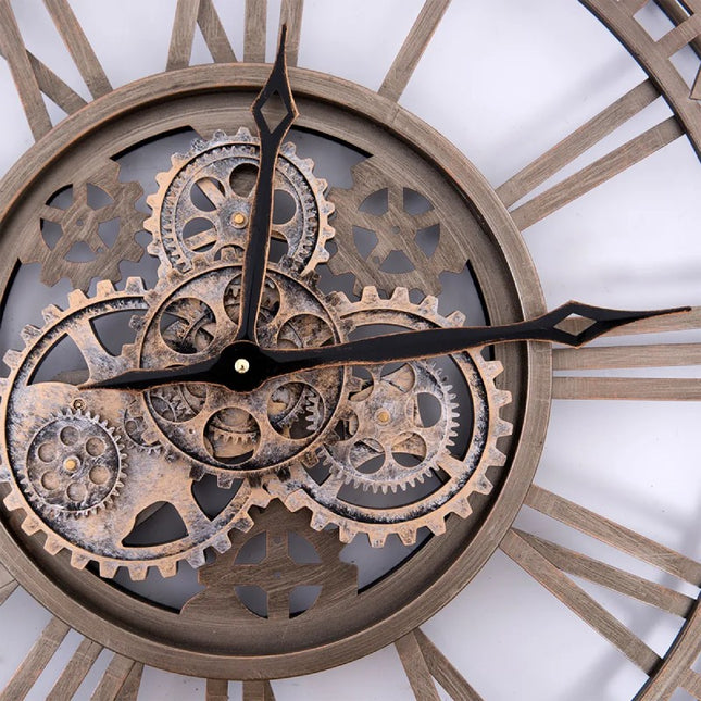 Orologio da parete industriale con ingranaggi