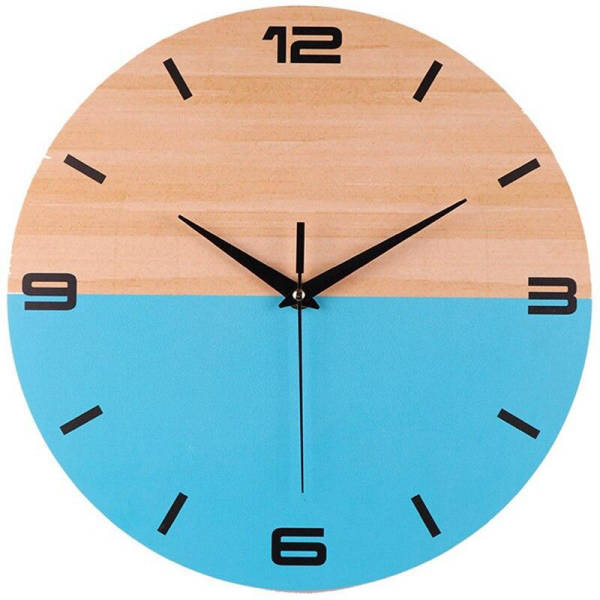 Orologio da parete in legno bicolore blu