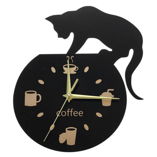 Orologio da parete design gatto e caffè