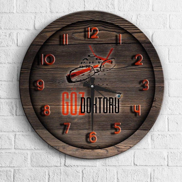 Orologio da parete legno con numeri rossi