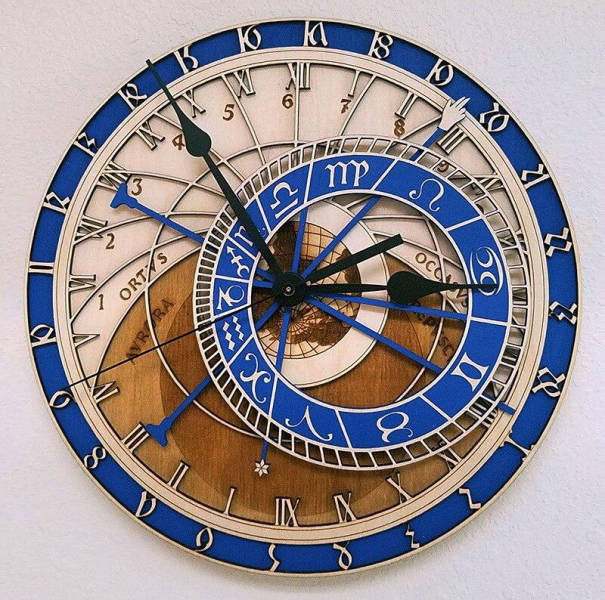 Orologio da parete astronomico blu legno