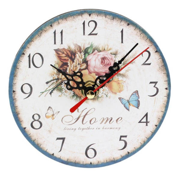 Orologio da parete in legno floreale shabby
