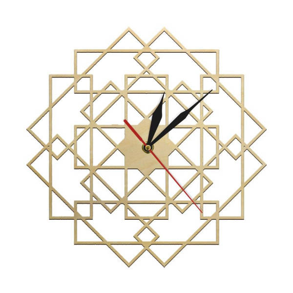 Orologio da parete geometrico in legno traforato
