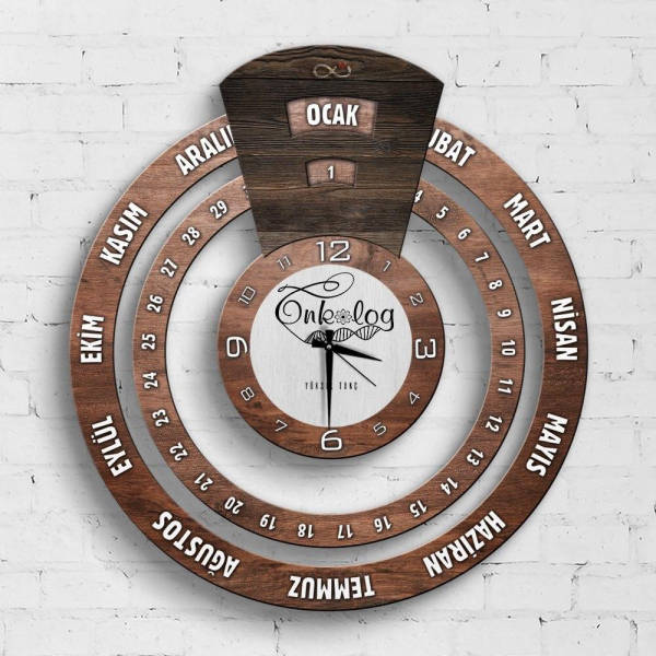 Orologio da parete in legno con calendario