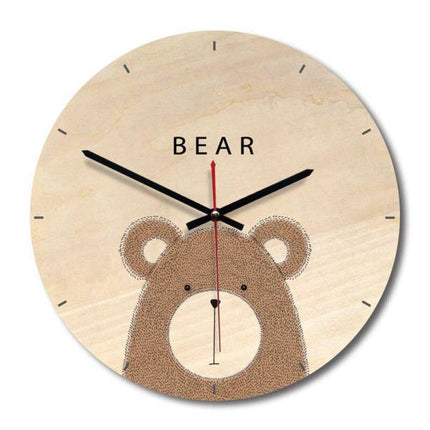 Orologio da parete legno orso per bambini