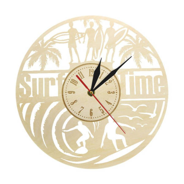 Orologio da parete legno intagliato tema surf