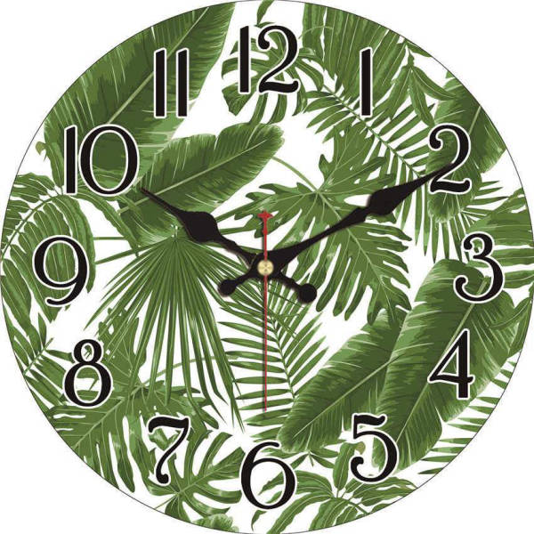 Orologio da parete con foglie tropicali