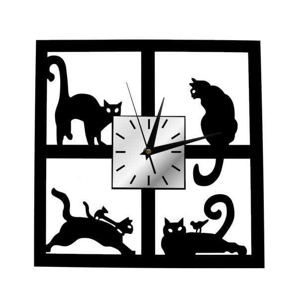 Orologio da parete quadrato design con gatti