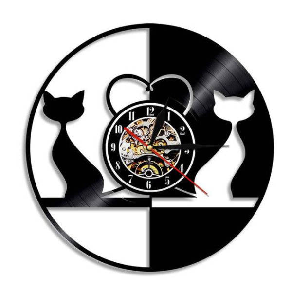 Orologio da parete design gatto vinile