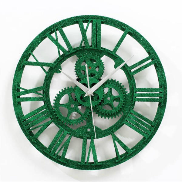 Orologio da parete ingranaggi verde brillante
