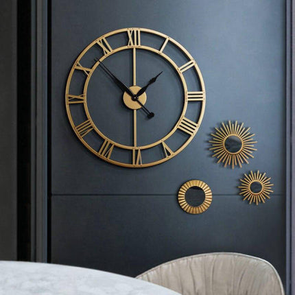 Orologio da parete grande metallo dorato