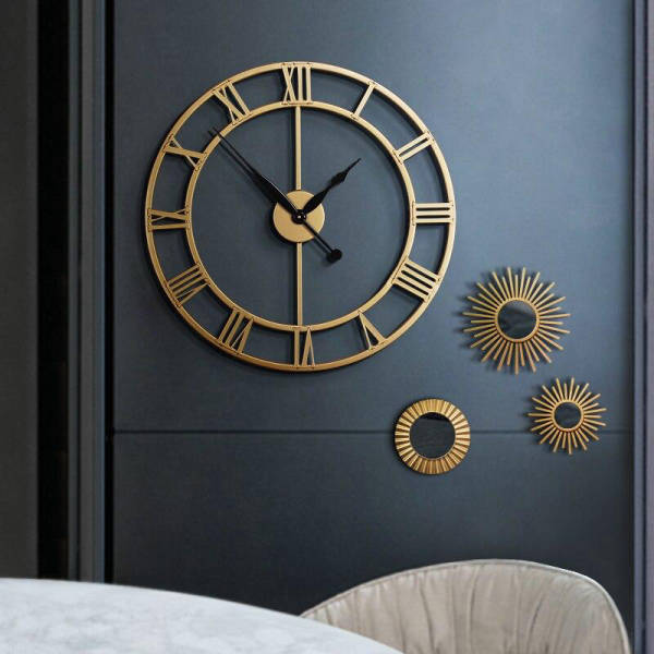 Orologio da parete grande metallo dorato