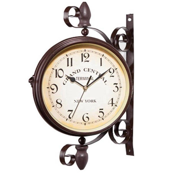 Orologio bifacciale da parete vintage stazione