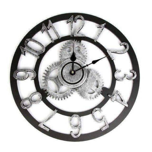 Orologio parete argento meccanismo a vista