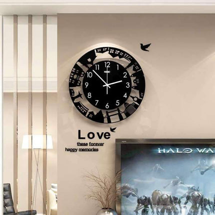Orologio da parete design skyline città