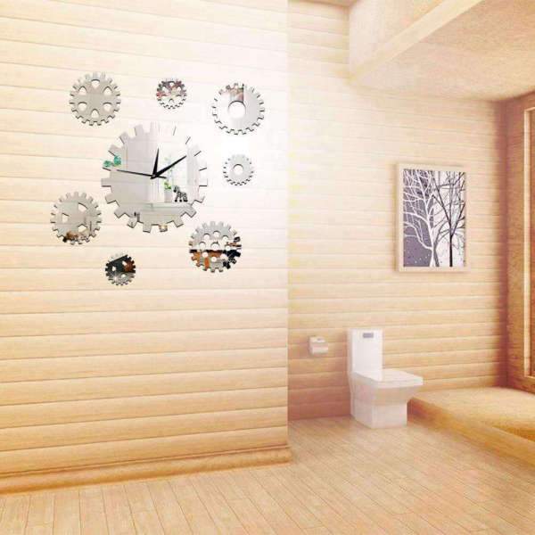 Orologio parete adesivo ingranaggi specchio