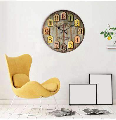 Grande Orologio da Parete Effetto Legno