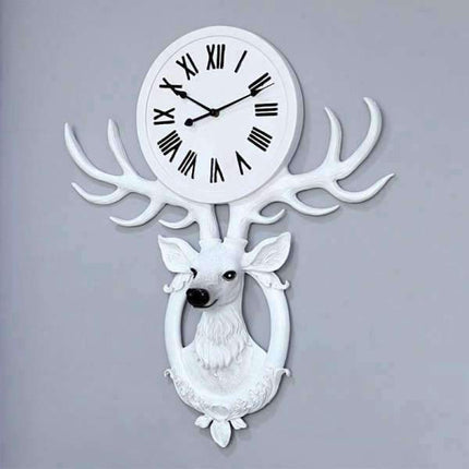 Orologio da parete testa cervo bianca
