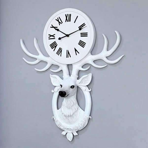 Orologio da parete testa cervo bianca