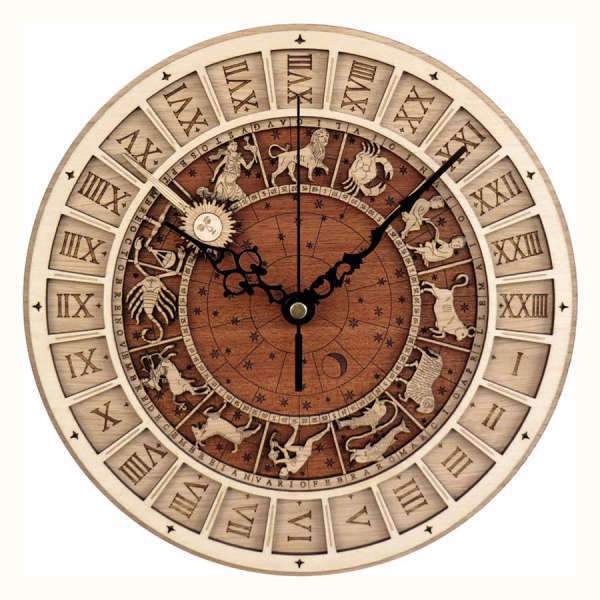 Orologio da parete legno segni zodiacali