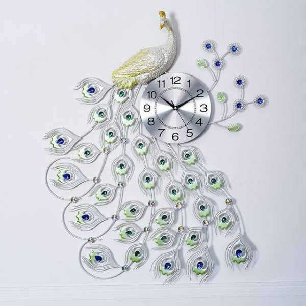 Grande Orologio da Muro Pavone Argentato