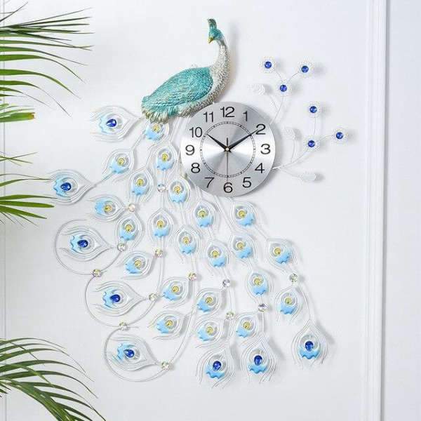 Orologio da Parete Gigante Design Pavone Blu