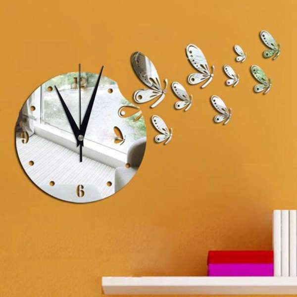 Orologio da parete 3D farfalle adesive