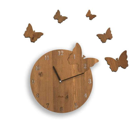 Orologio da parete in legno con farfalle