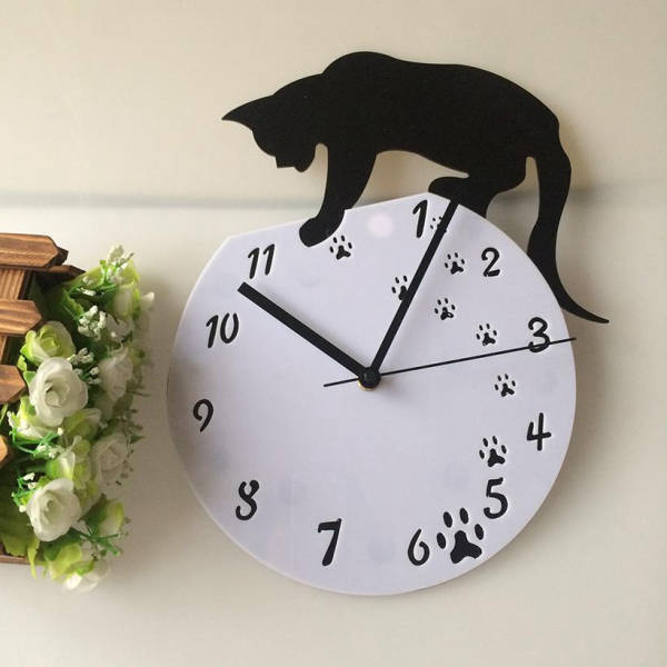 Orologio da parete design gatto nero