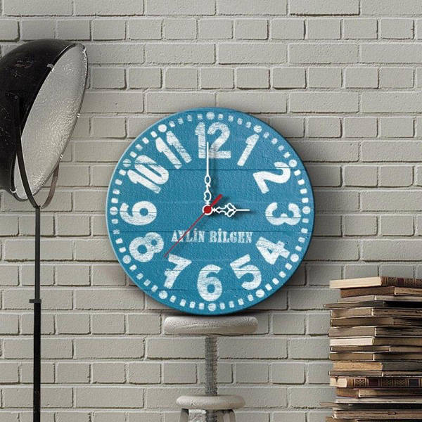 Orologio da parete rotondo vintage blu