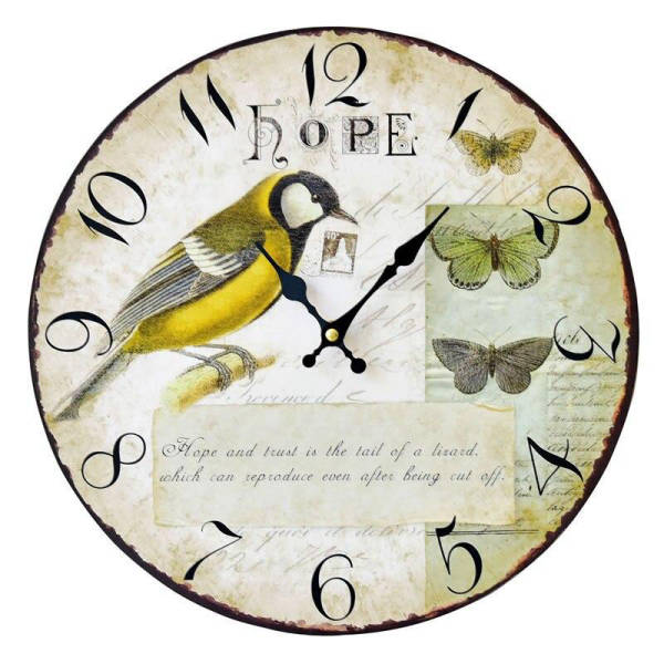Orologio da muro shabby con uccellino