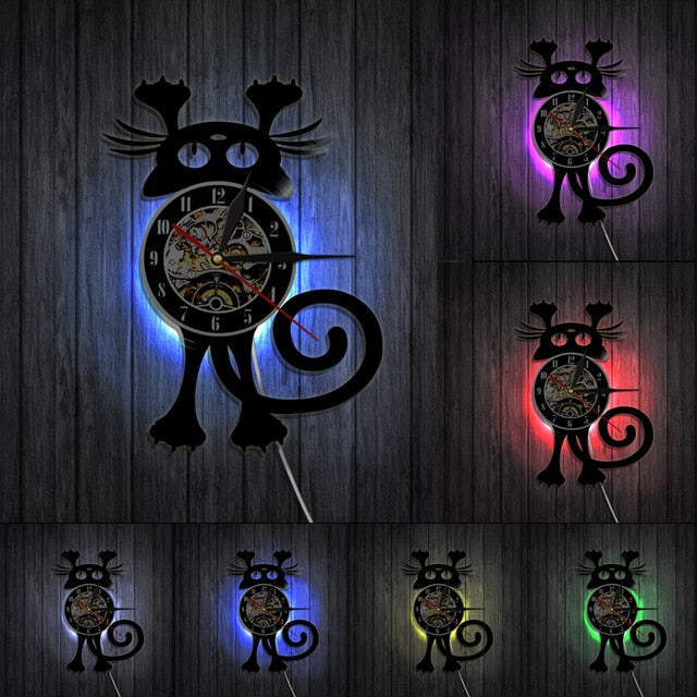 Orologio da parete disco vinile gatto