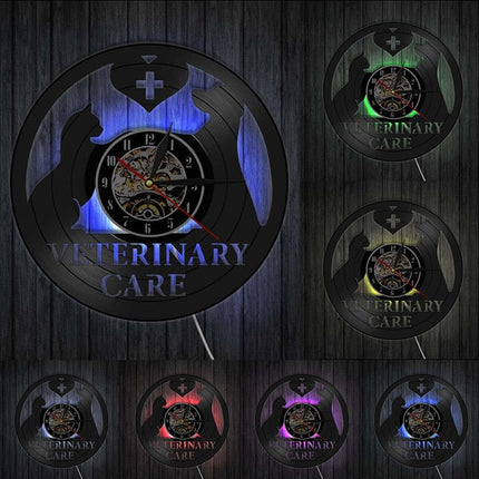 Orologio vinile da parete gatto cane