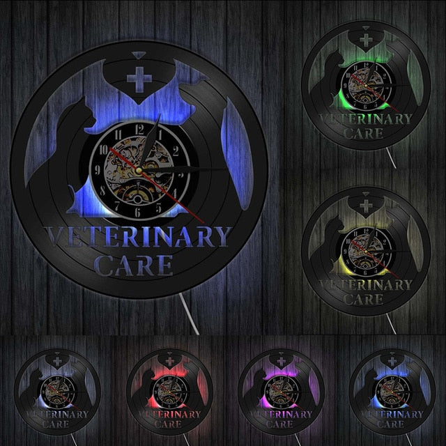 Orologio vinile da parete gatto cane