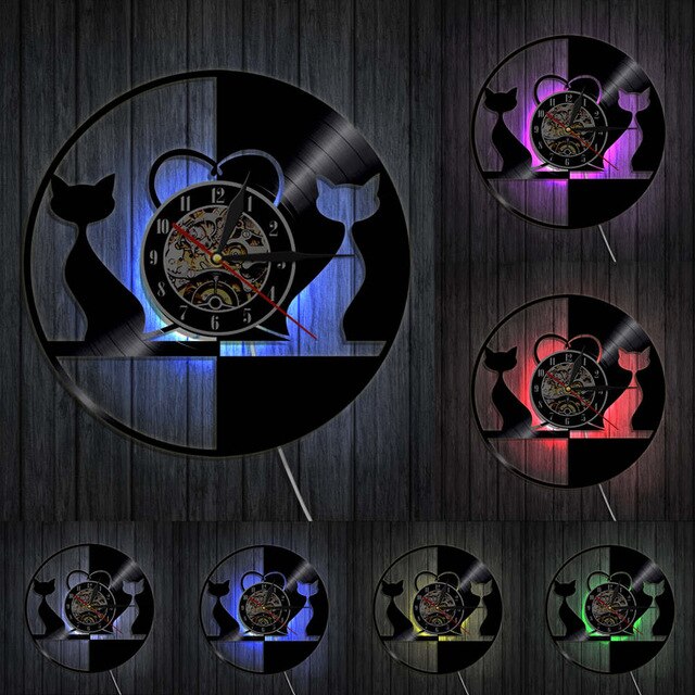 Orologio da parete design gatto vinile