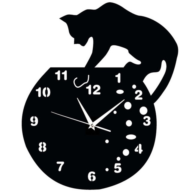 Orologio da parete gatto con pesci